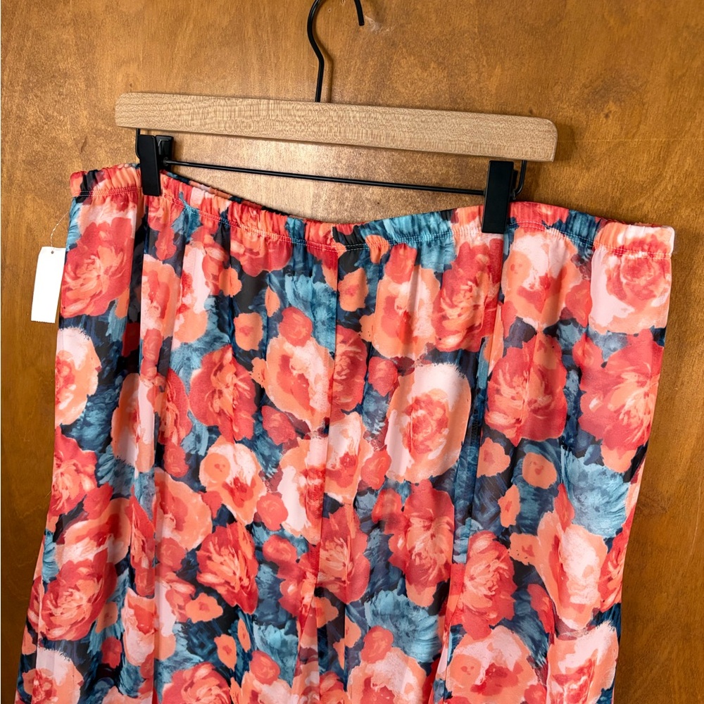 Vintage Laura Ashley Pink Floral Rose Midi Skirt Asymmetrical Y2K 90s 1X NWT Mod - Picture 9 of 10